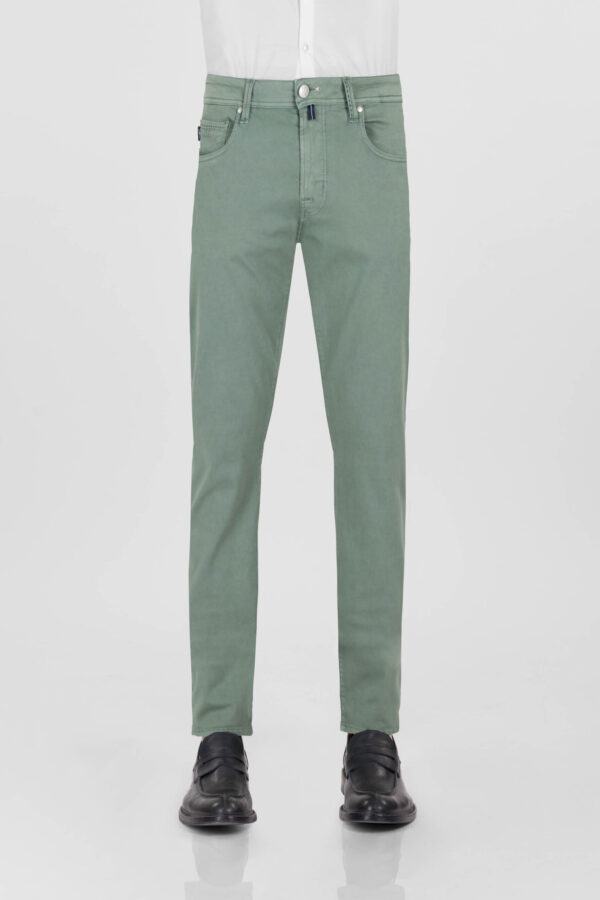 Sartoria Tramarossa PANTALONE LEONARDO ZIP SS SLIM IN GABARDINA DI COTONE STRETCH VERDE 2025