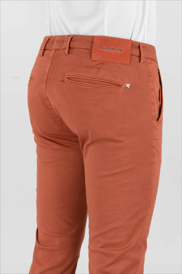 Sartoria Tramarossa PANTALONE LUIS SLIM IN GABARDINA LEGGERA DI COTONE STRETCH ARANCIONE Italia