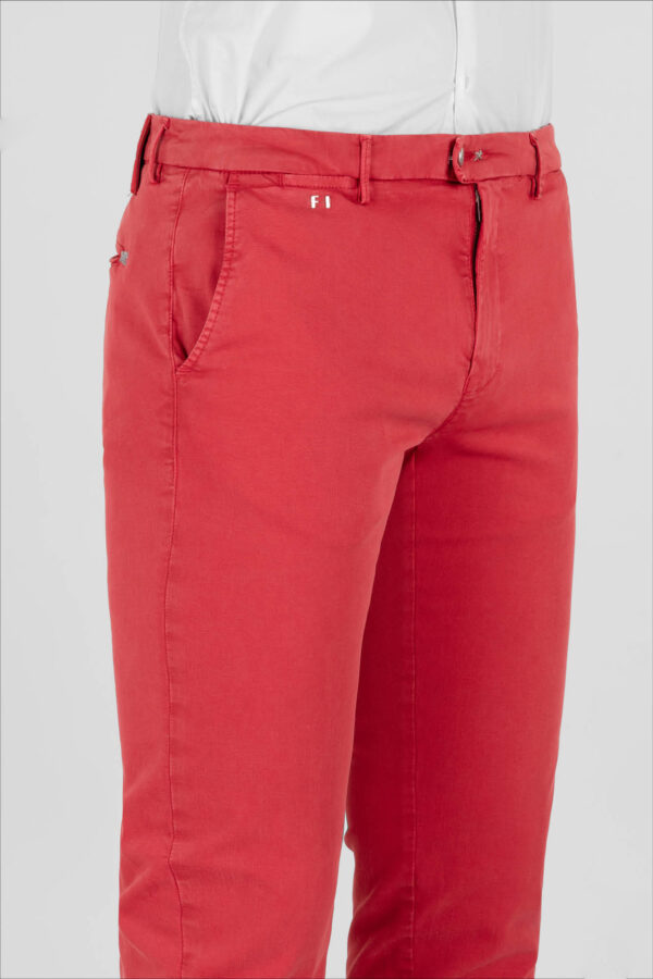 Sartoria Tramarossa PANTALONE LUIS SLIM IN GABARDINA LEGGERA DI COTONE STRETCH ROSSO Nuovo