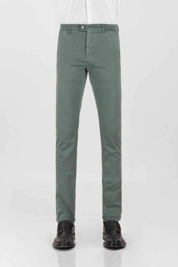 Sartoria Tramarossa PANTALONE LUIS SLIM IN GABARDINA LEGGERA DI COTONE STRETCH VERDE Qualità