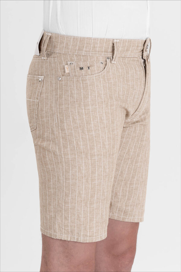 Sartoria Tramarossa PANTALONE ASCANIO CORTO IN DENIM STAMPATO BEIGE Pezzi Unici