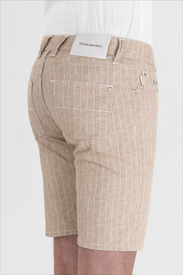 Sartoria Tramarossa PANTALONE ASCANIO CORTO IN DENIM STAMPATO BEIGE Pezzi Unici