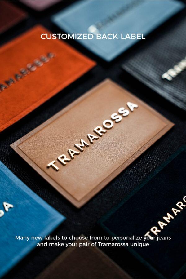 Sartoria Tramarossa PANTALONE MICHELANGELO ZIP SS REGULAR IN GABARDINA DI COTONE CON STAMPA ESTERNA BLU CHIARO Qualità Garantita