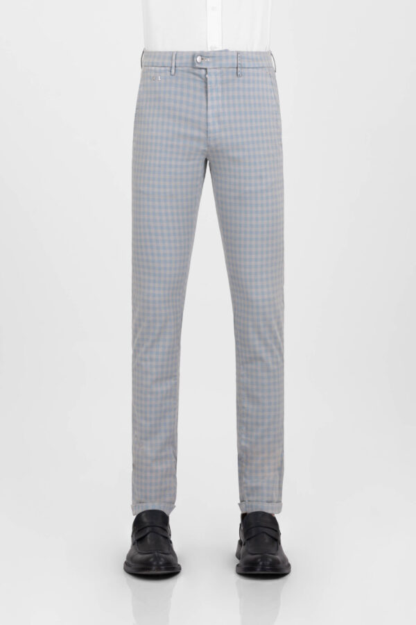 Sartoria Tramarossa PANTALONE LUIS SLIM IN GABARDINA LEGGERA DI COTONE CON STAMPA ESTERNA STRETCH GRIGIO Negozi Online