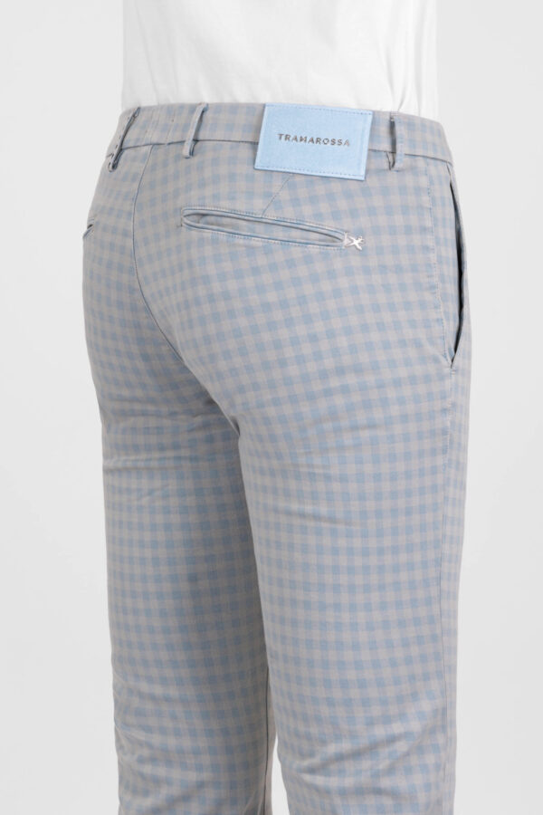 Sartoria Tramarossa PANTALONE LUIS SLIM IN GABARDINA LEGGERA DI COTONE CON STAMPA ESTERNA STRETCH GRIGIO Negozi Online