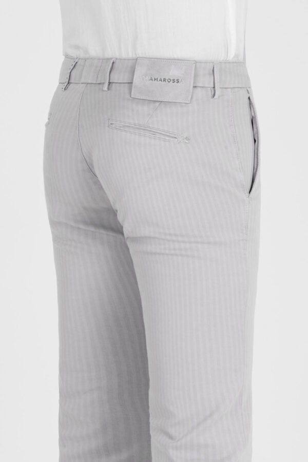 Sartoria Tramarossa PANTALONE LUIS SLIM IN GABARDINA LEGGERA DI COTONE CON STAMPA ESTERNA STRETCH GRIGIO Acquista Ora