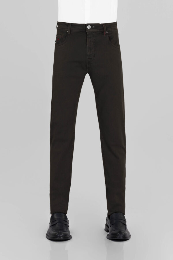 Sartoria Tramarossa PANTALONE LEONARDO ZIP SS SLIM IN GABARDINA LEGGERA STRETCH MARRONE Consegna Veloce