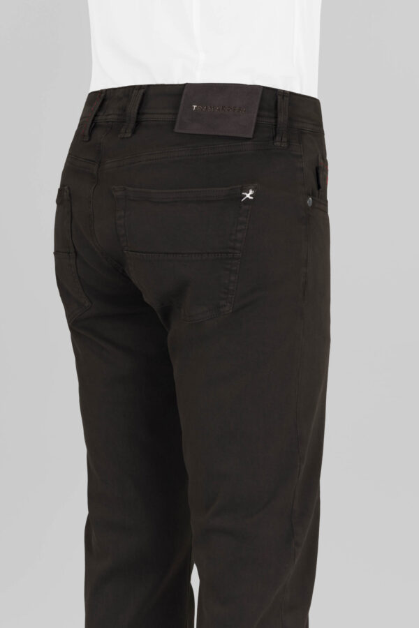 Sartoria Tramarossa PANTALONE LEONARDO ZIP SS SLIM IN GABARDINA LEGGERA STRETCH MARRONE Consegna Veloce