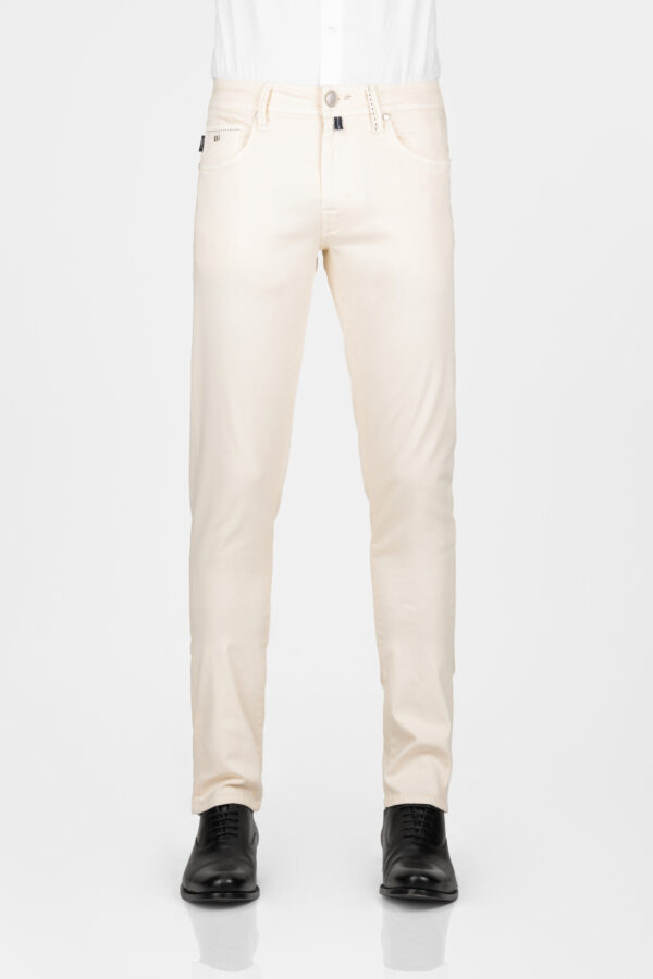 Sartoria Tramarossa PANTALONE LEONARDO ZIP SS SLIM IN GABARDINA DI COTONE STRETCH BEIGE