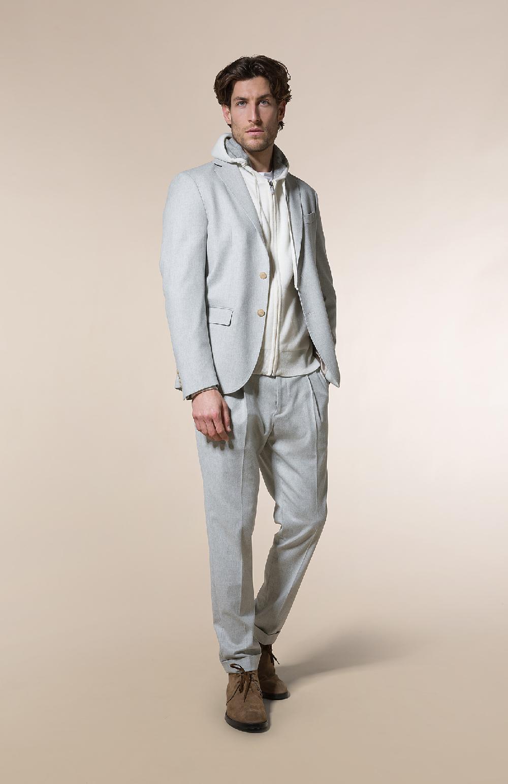 Seventy Giacca monopetto in flanella cardata monostretch - Col. Grigio In Vendita