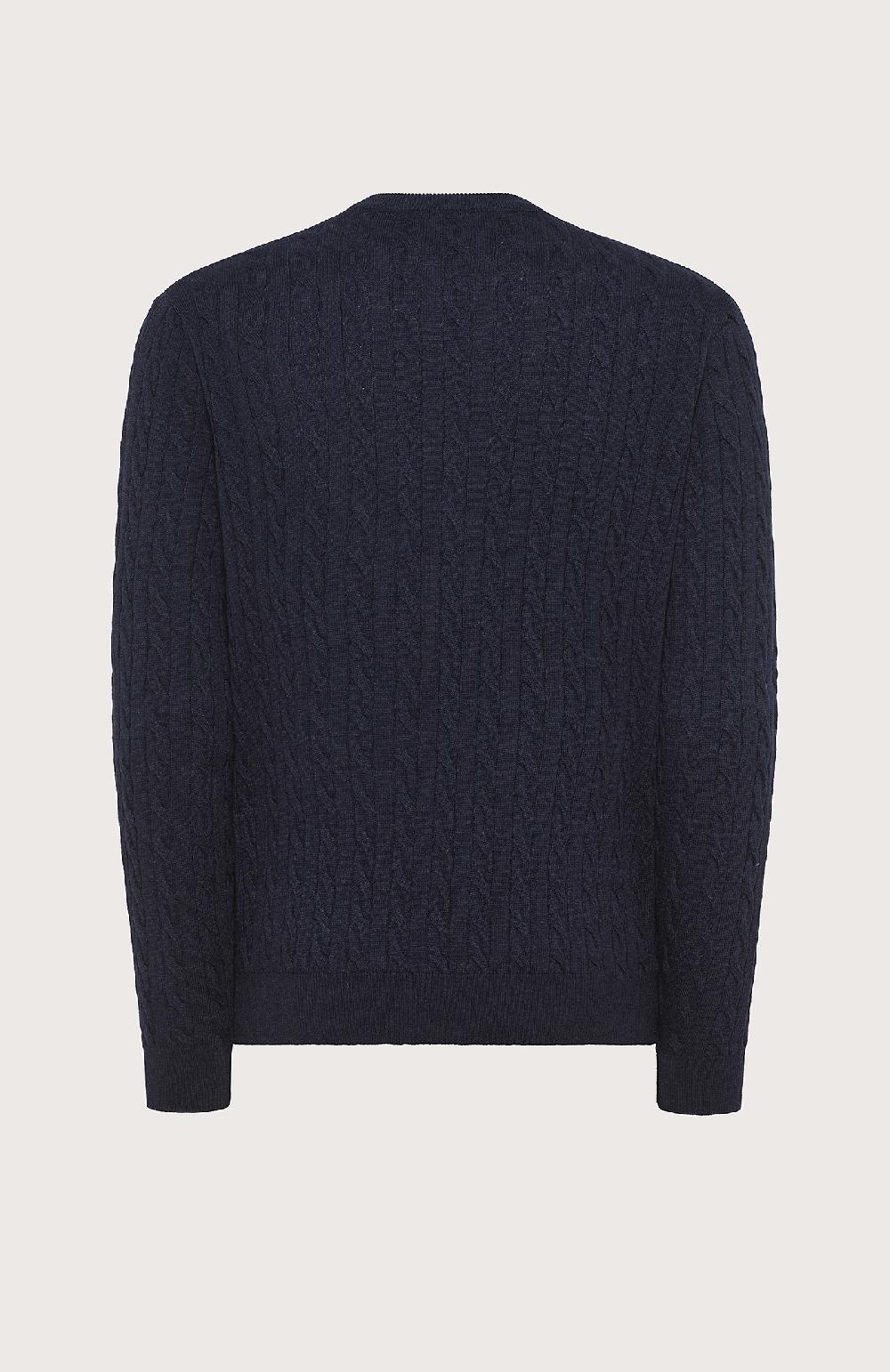 Seventy Maglione girocollo a trecce e coste - Col. Blu I Più Venduti
