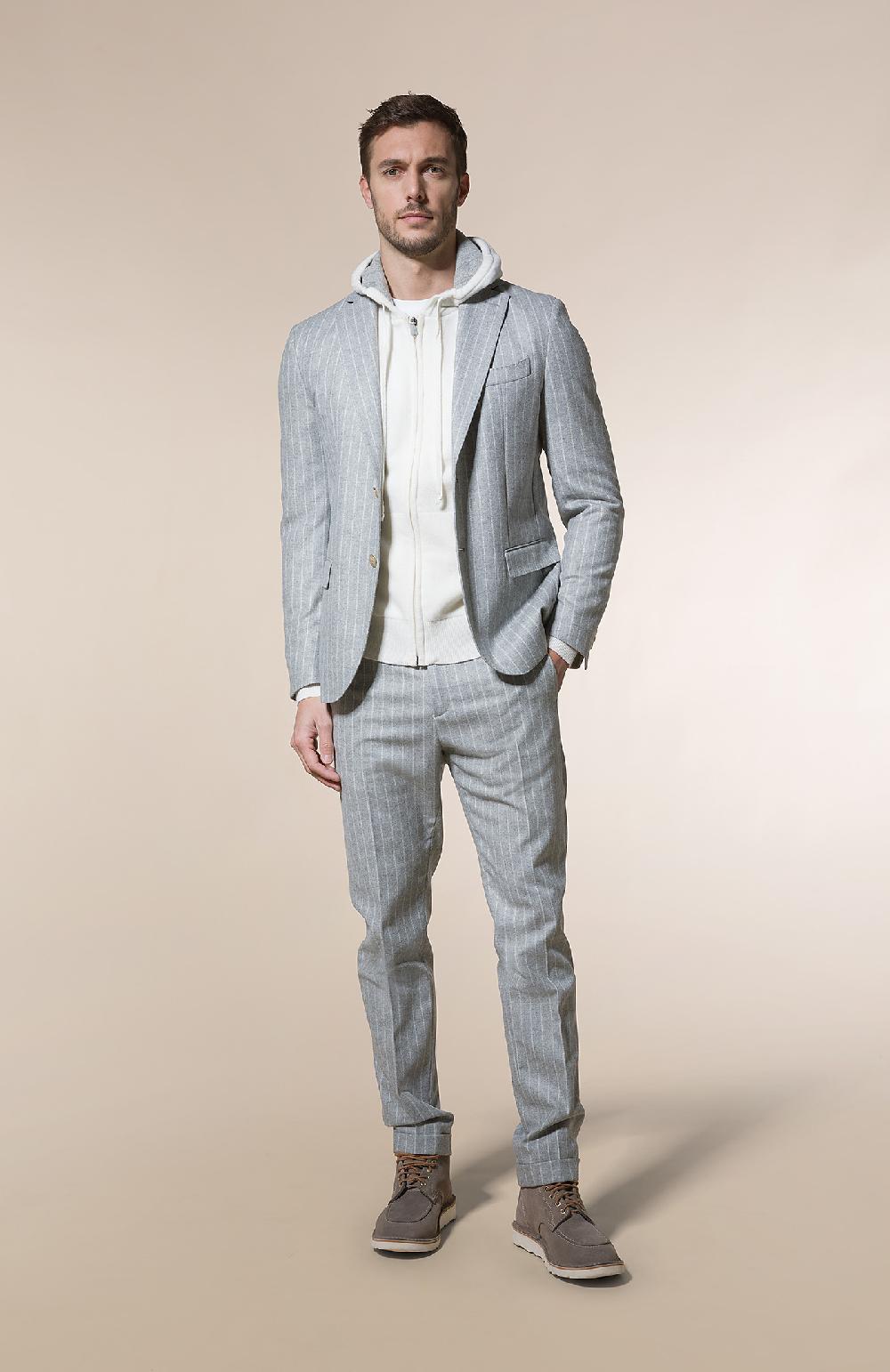 Seventy Pantalone chino in gessato cardato misto lana - Col. Grigio Nuova