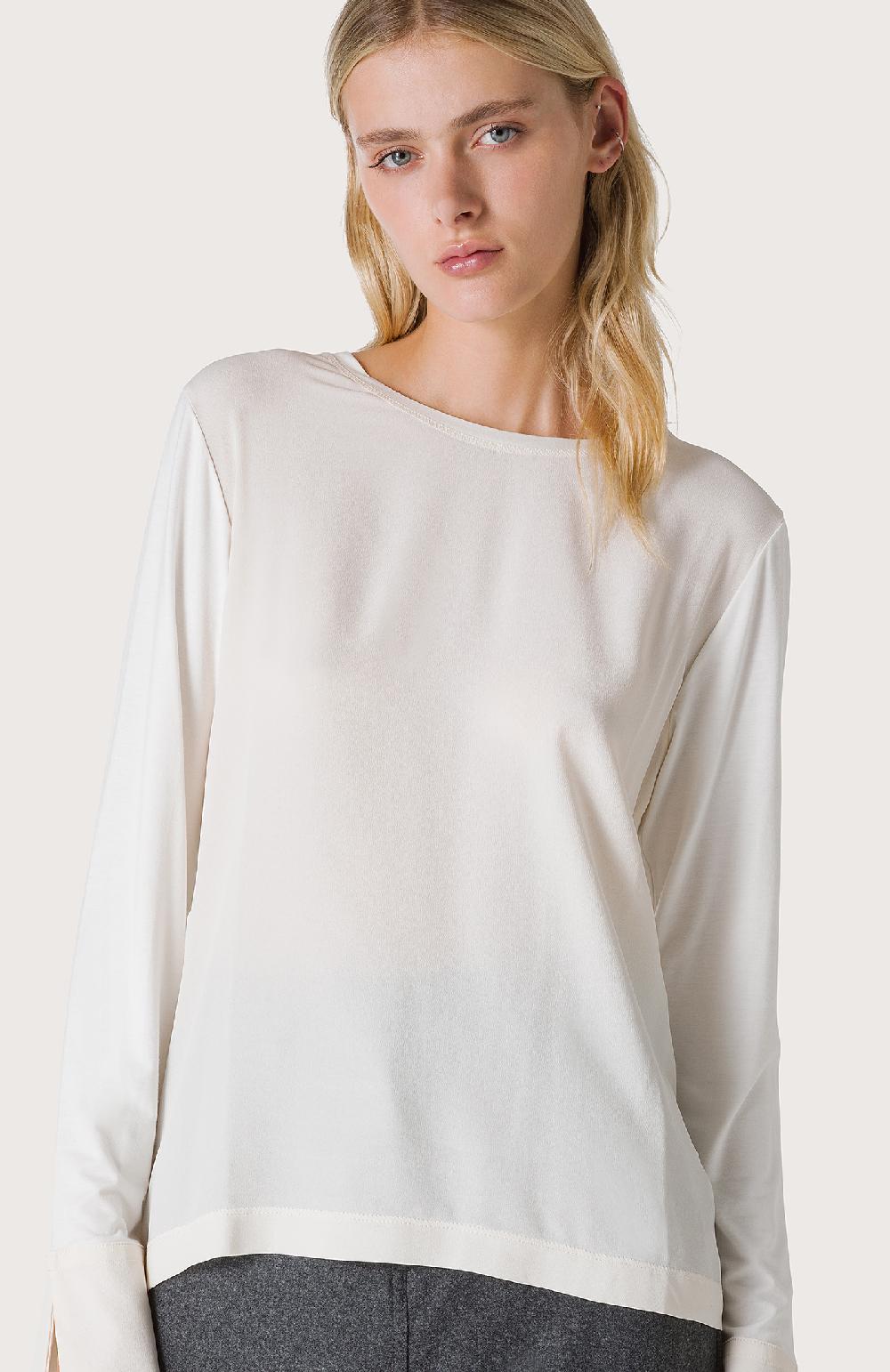 Seventy T-shirt maniche lunghe - Col. Bianco Vendita Calda