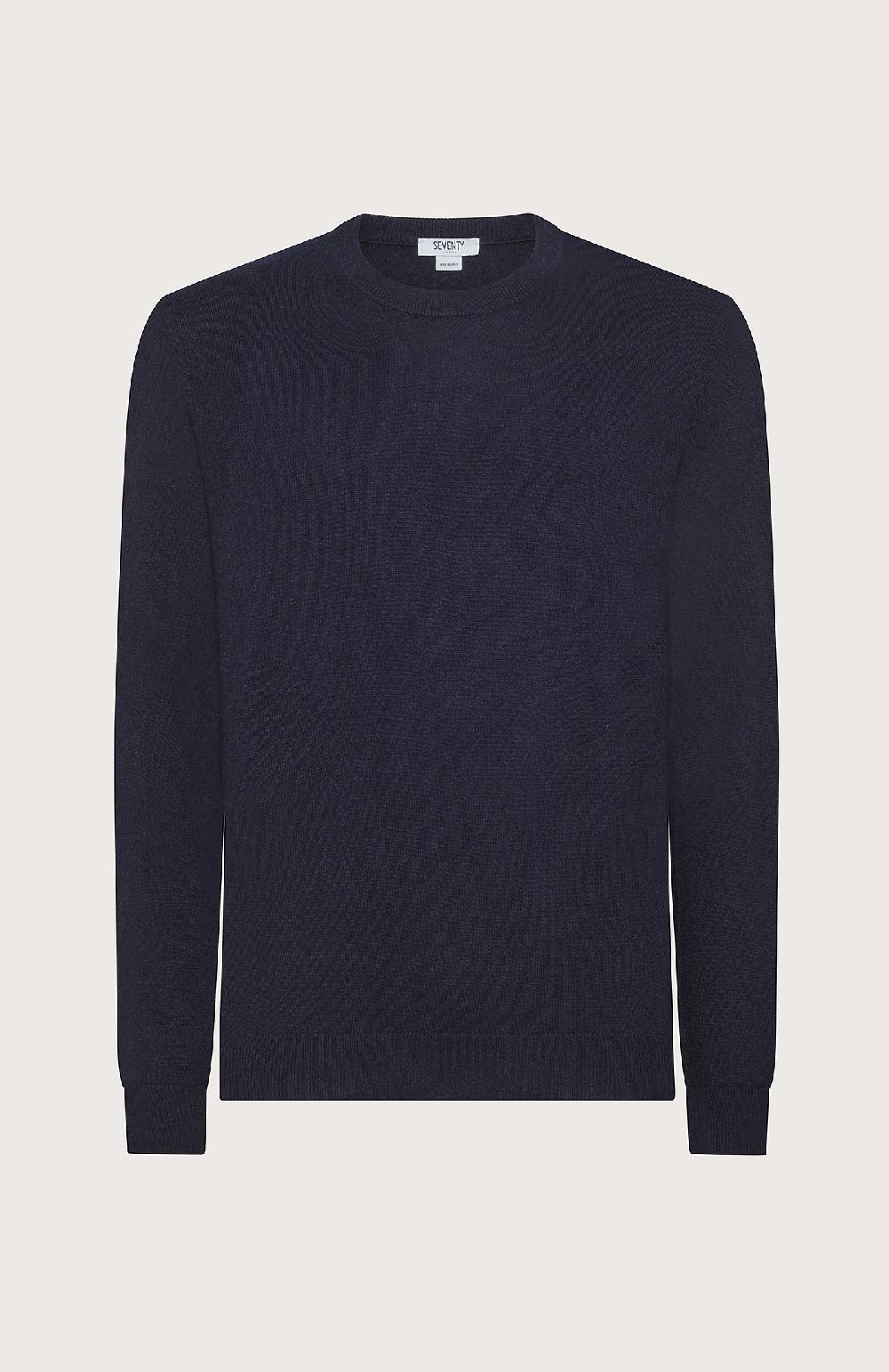 Seventy Maglia girocollo in rasato - Col. Blu
