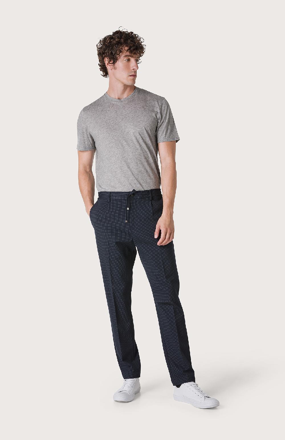 Seventy Pantalone con elastico e microdisegno - Col. Blu Sconto
