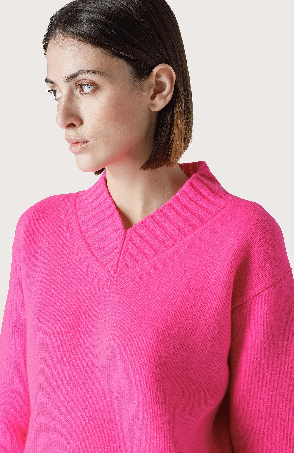 Seventy Maglione con miniscollo a V - Col. Rosa Pezzi Unici