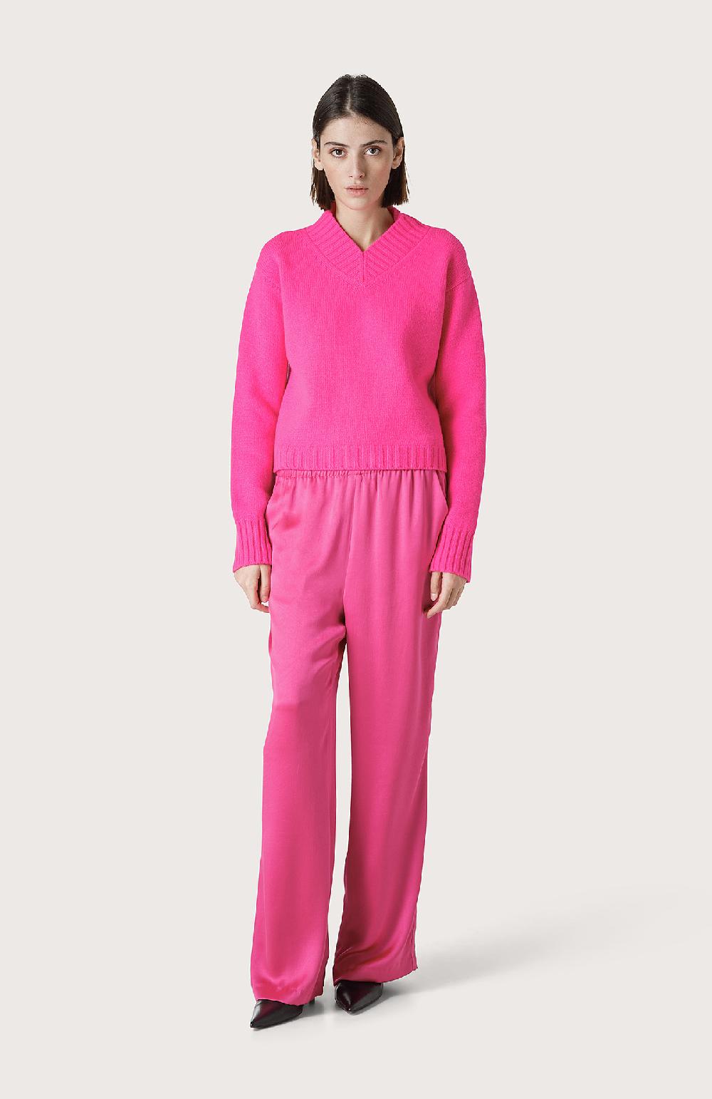 Seventy Maglione con miniscollo a V - Col. Rosa Pezzi Unici