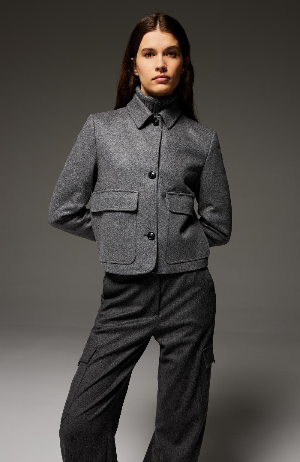 Seventy Pantalone stile cargo lungo in flanella cardata stretch - Col. Grigio Nuova