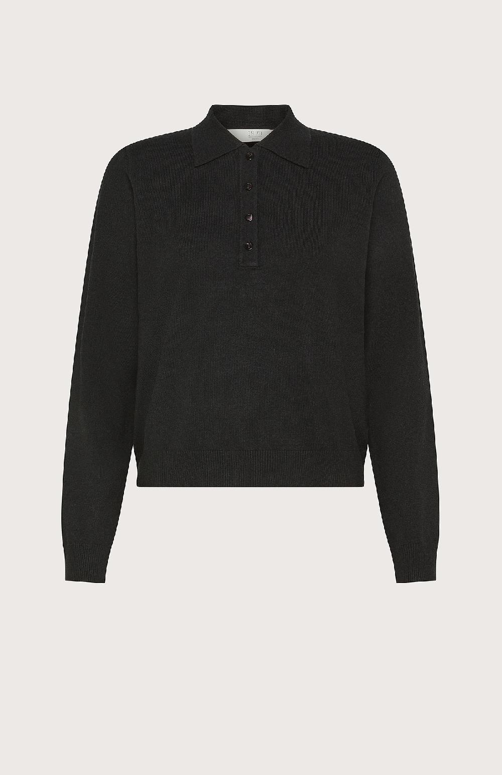 Seventy Polo a maniche lunghe tinta unita - Col. Nero Offerta