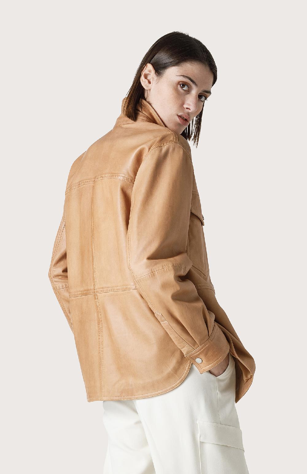 Seventy Overshirt in pelle effetto vintage - Col. Neutro Nuova