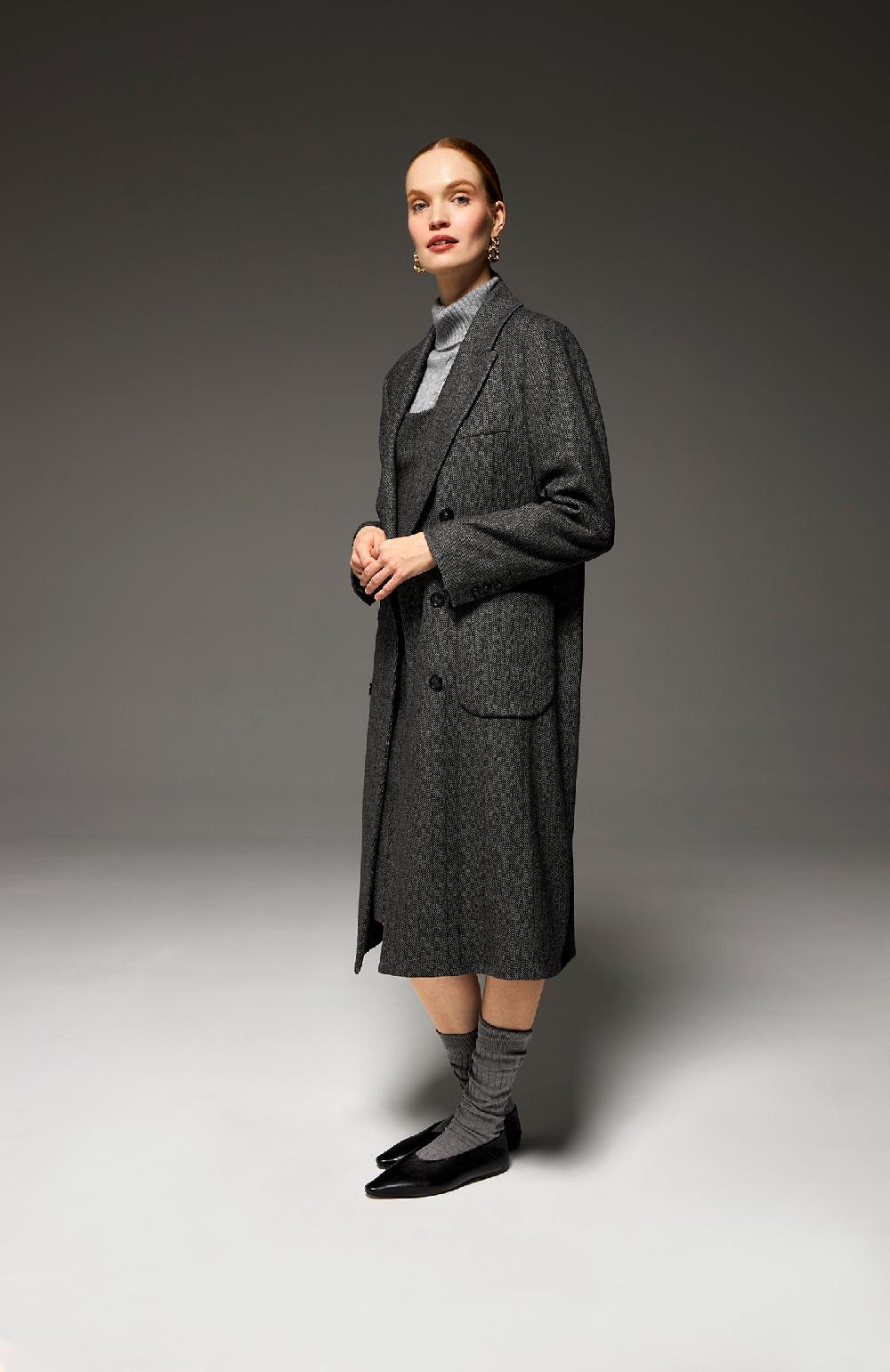Seventy Cappotto doppiopetto in misto lana gessata lurex - Col. Grigio Nuovo