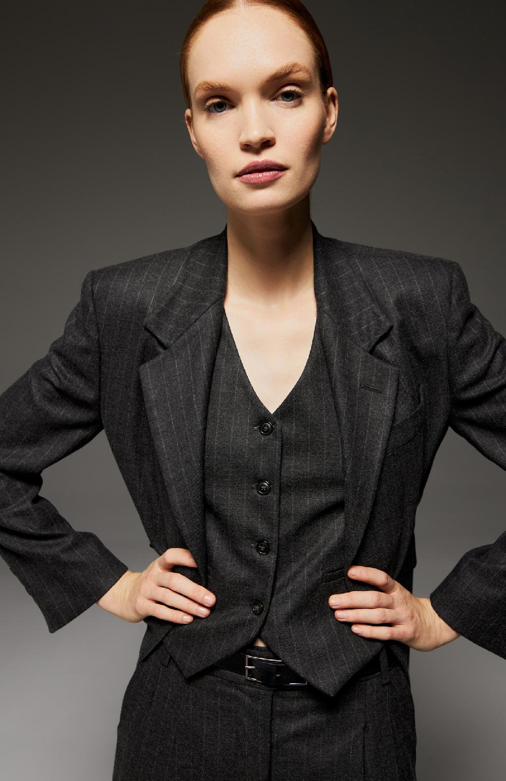 Seventy Gilet sartoriale corto gessato - Col. Grigio Qualità