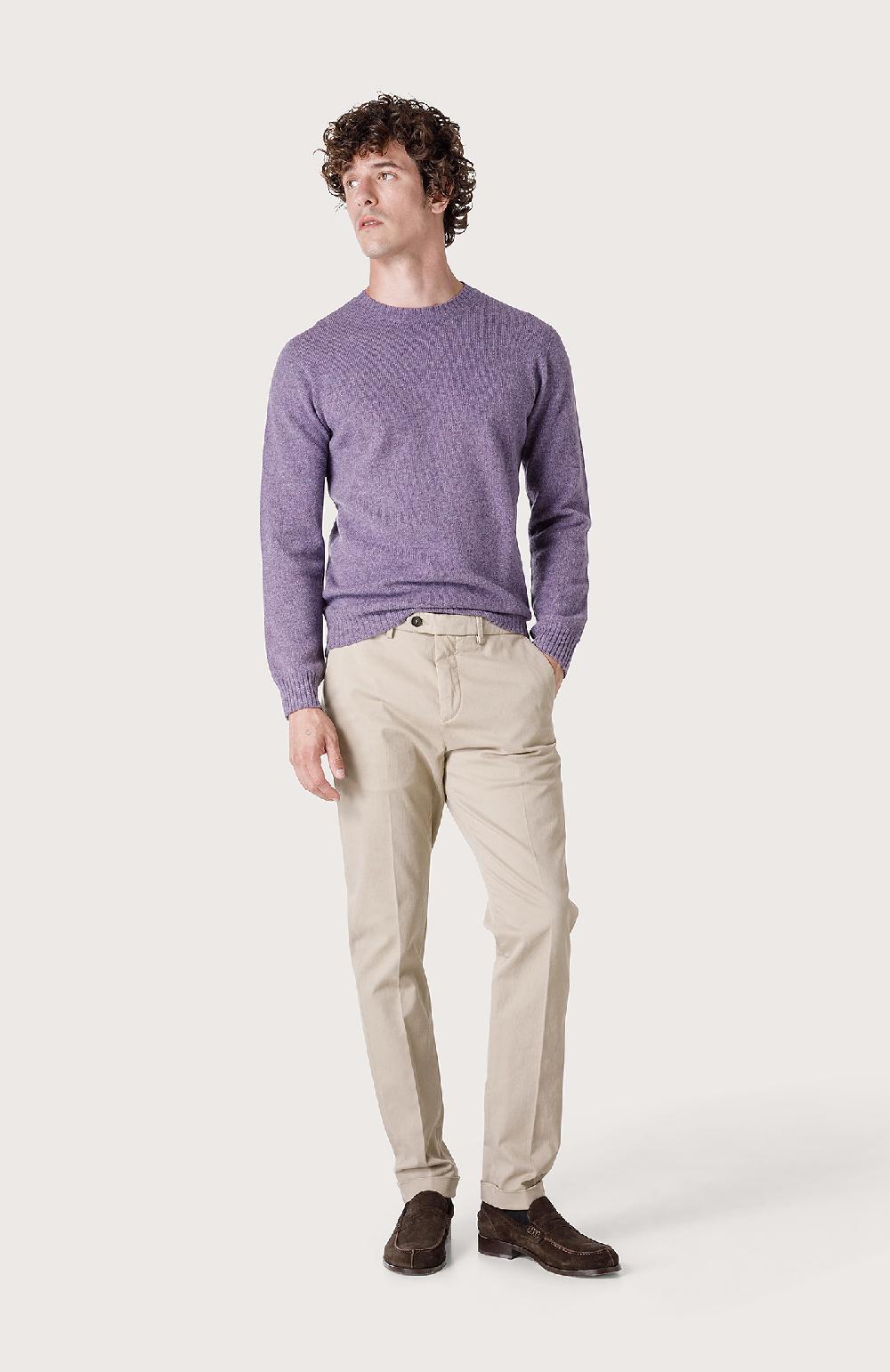 Seventy Maglia girocollo in rasato - Col. Viola Saldi