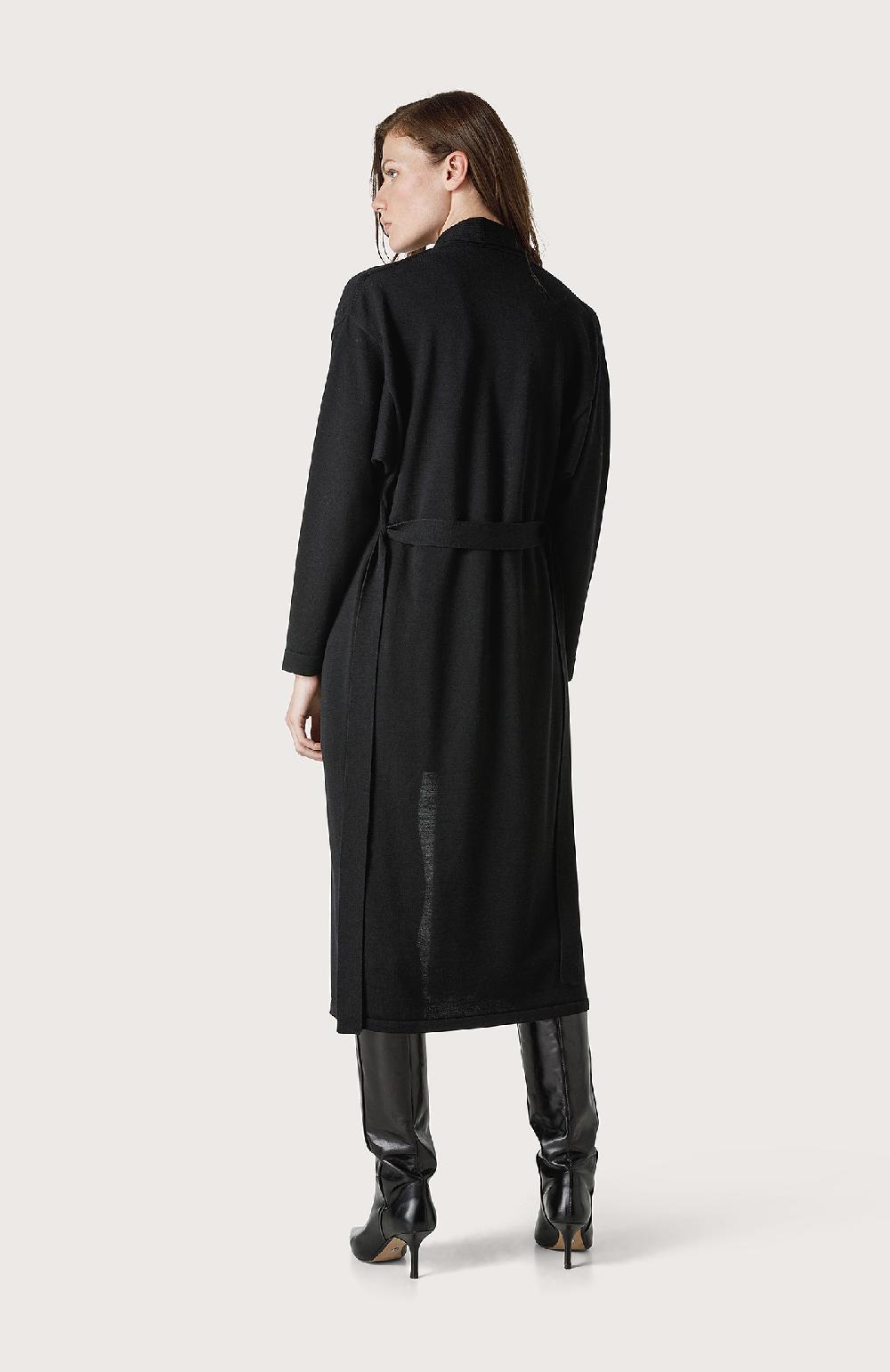 Seventy Maxi cardigan con cintura - Col. Nero Qualità