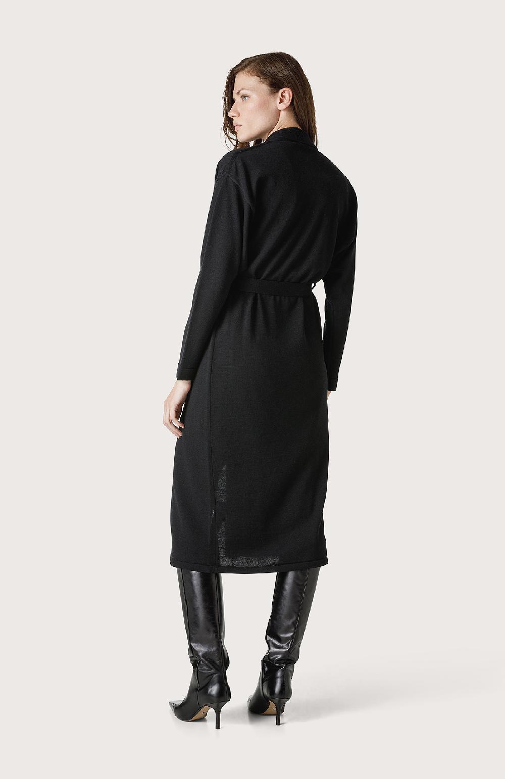 Seventy Maxi cardigan con cintura - Col. Nero Qualità