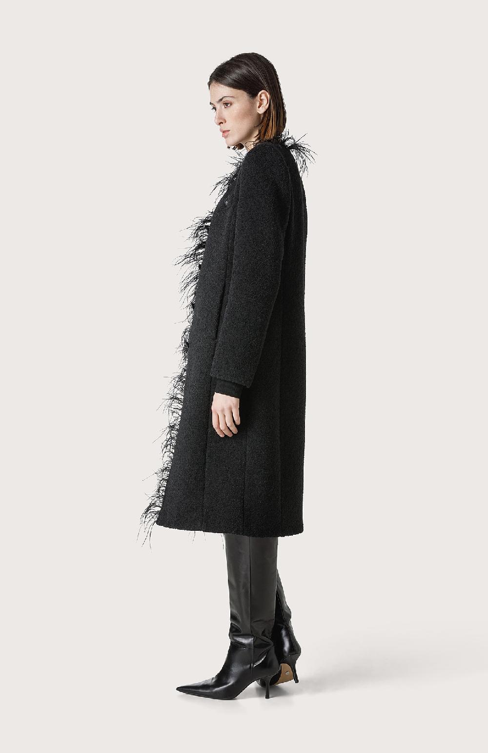 Seventy Cappotto bouclè con piume - Col. Nero Acquista Ora