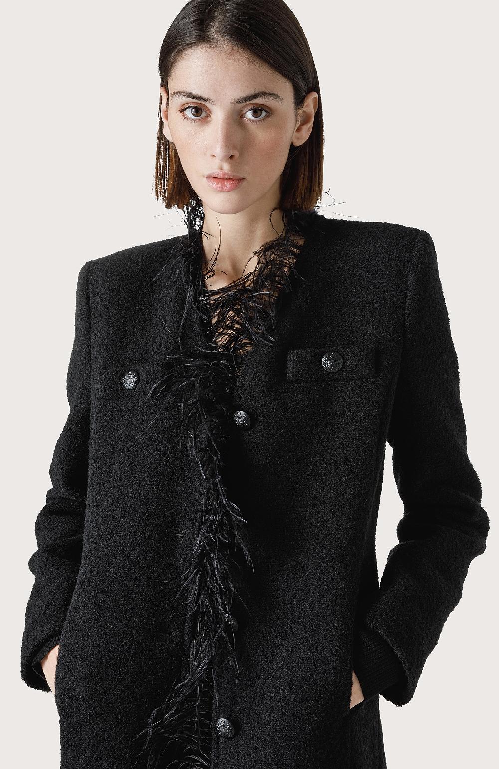 Seventy Cappotto bouclè con piume - Col. Nero Acquista Ora