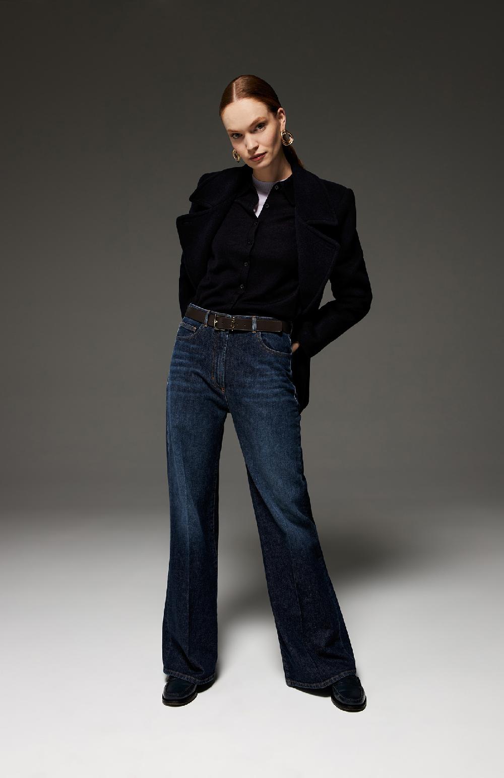 Seventy Jeans lunghi a vita alta in denim washed - Col. Blu Sconto