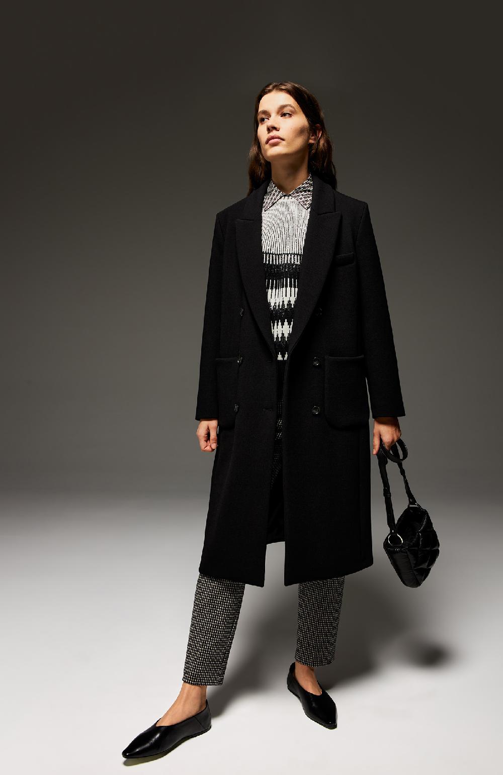 Seventy Cappotto doppiopetto in misto lana bistretch - Col. Nero Super Saving Price