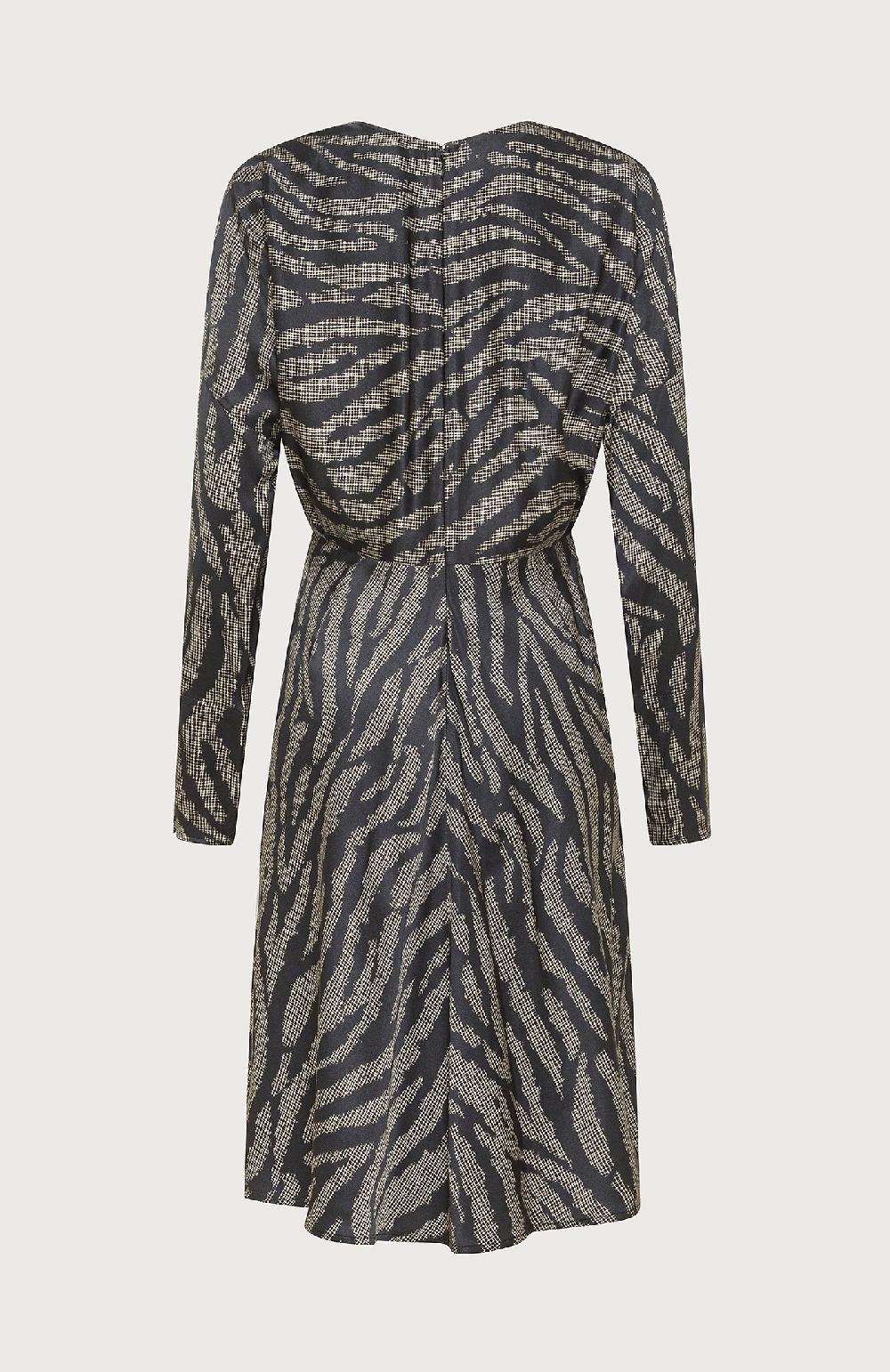 Seventy Abito midi con scollo a V animalier - Col. Nero Promozione temporanea