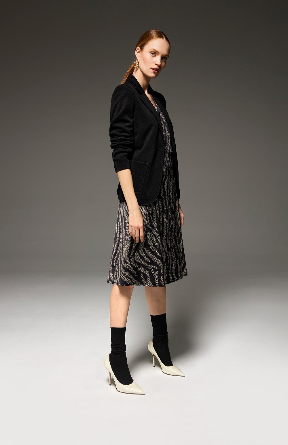 Seventy Abito midi con scollo a V animalier - Col. Nero Promozione temporanea