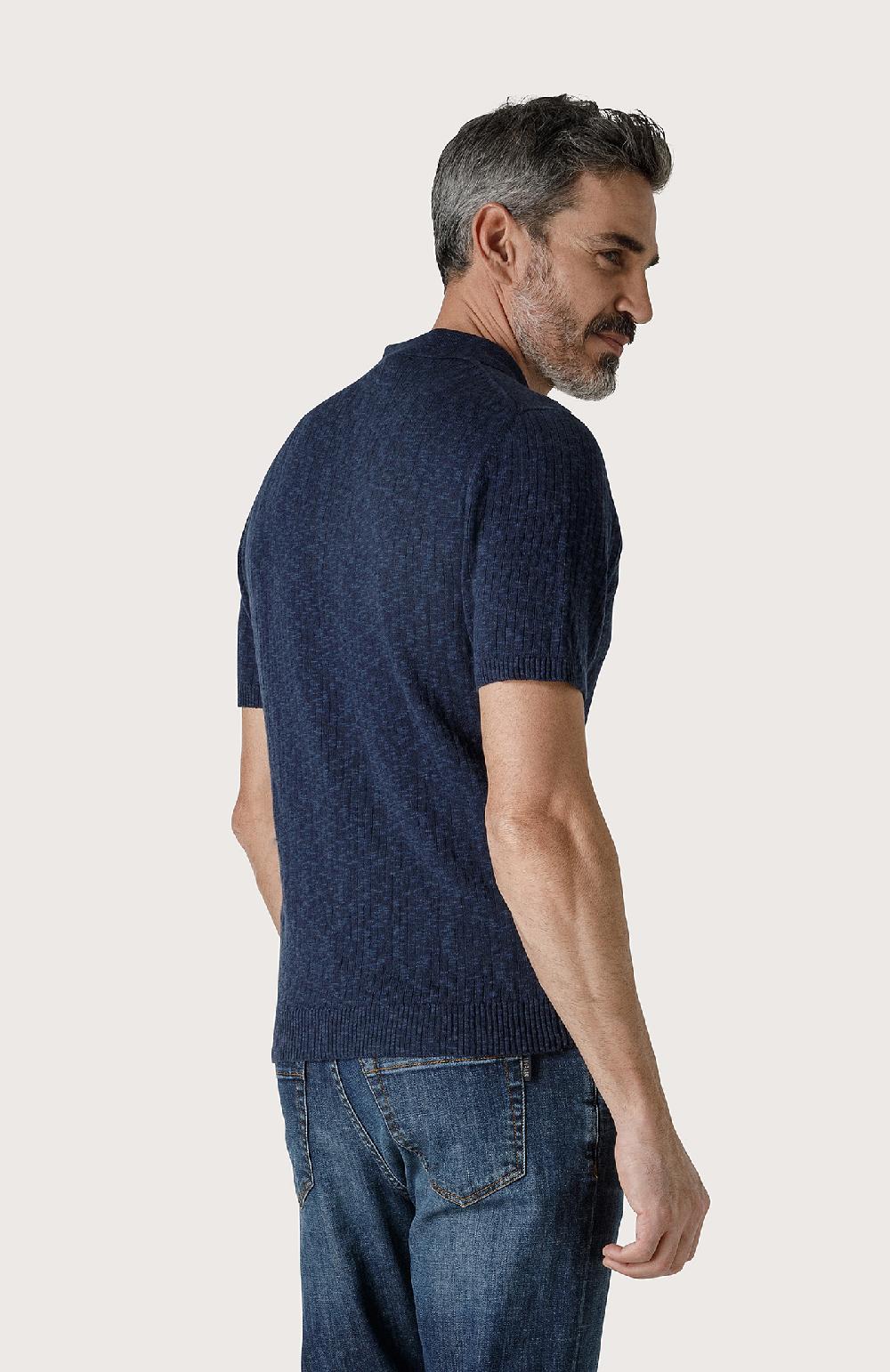 Seventy Polo fiammata con dettagli a coste - Col. Blu Italy