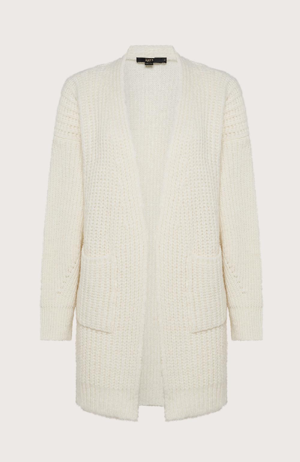 Seventy Cardigan in filato bouclé - Col. Bianco Acquista Ora
