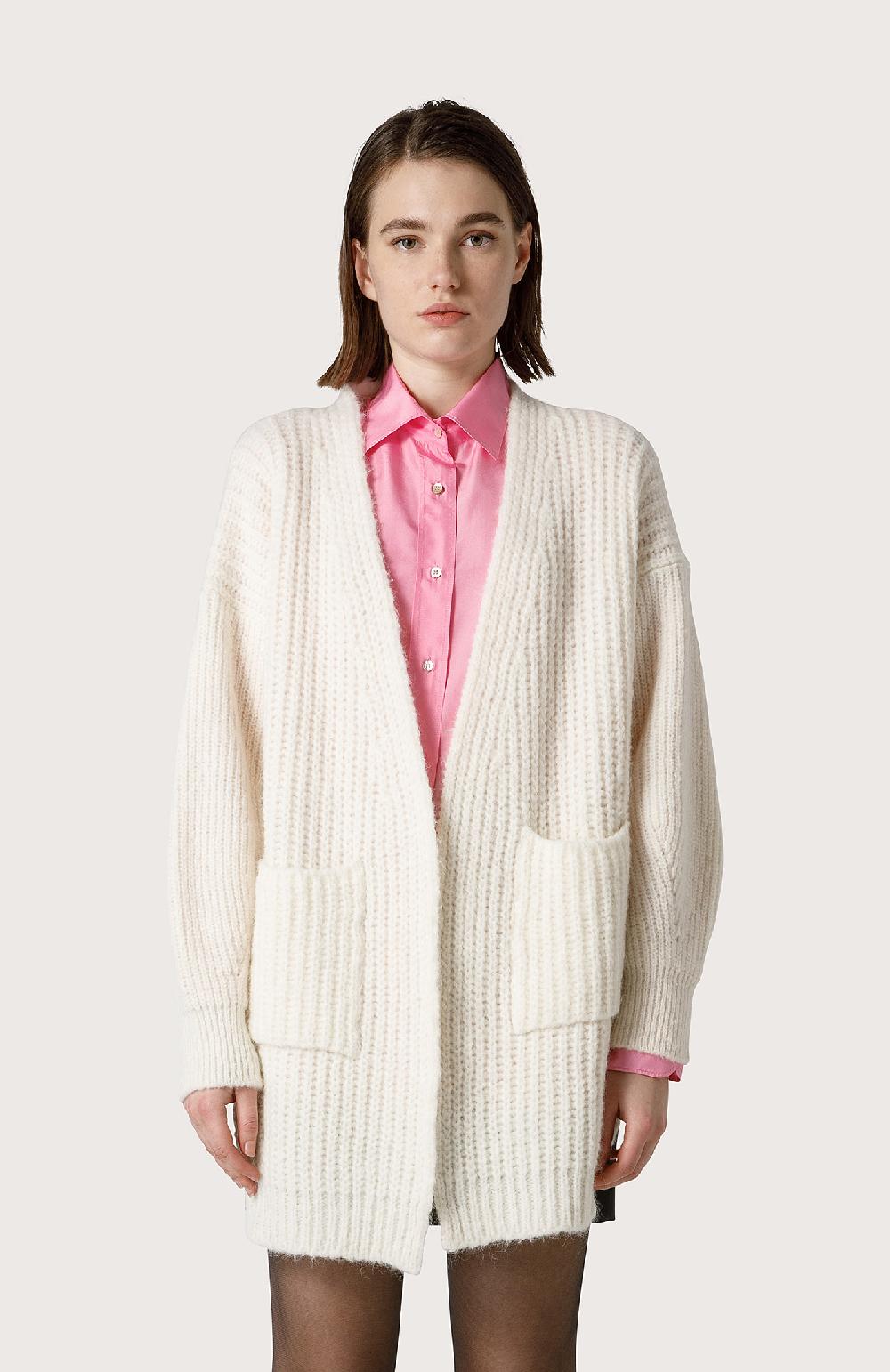 Seventy Cardigan in filato bouclé - Col. Bianco Acquista Ora