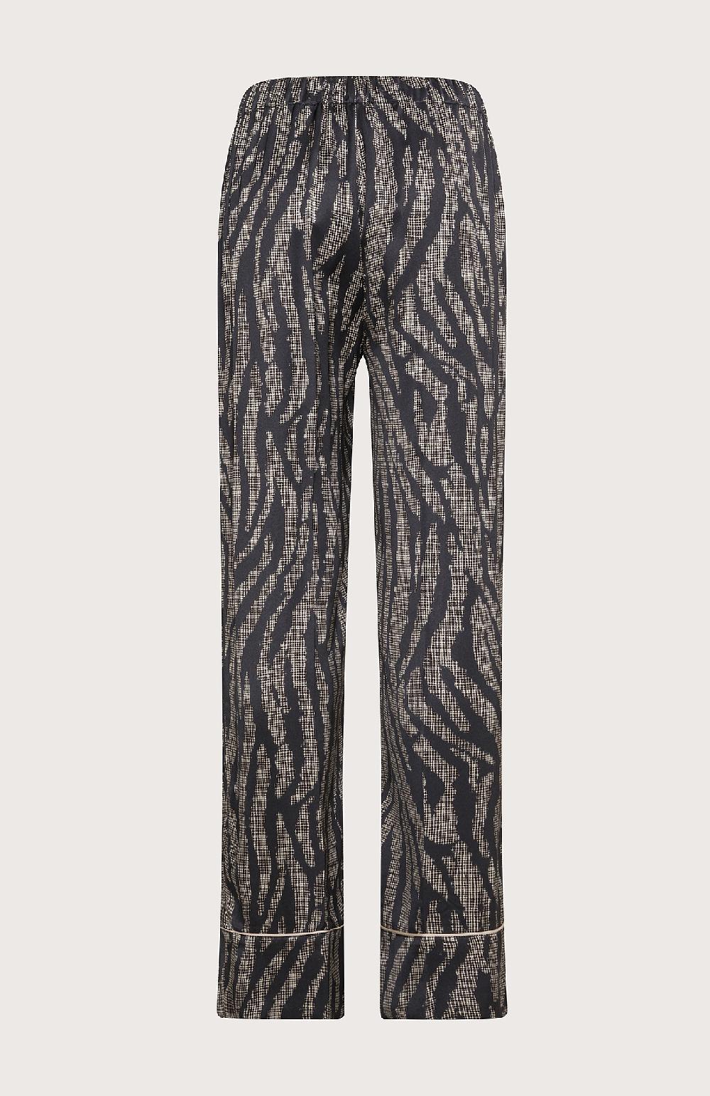 Seventy Pantalone stile pajamas in raso di viscosa fluido stampa animalier - Col. Nero Hotsell