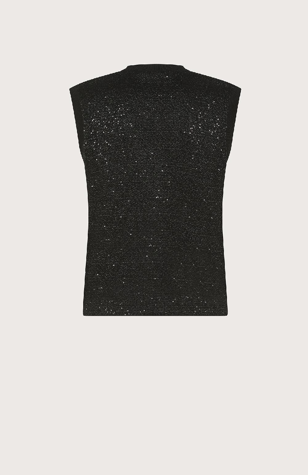 Seventy Girocollo in maglia senza maniche con paillettes - Col. Nero Saldi Di Fabbrica