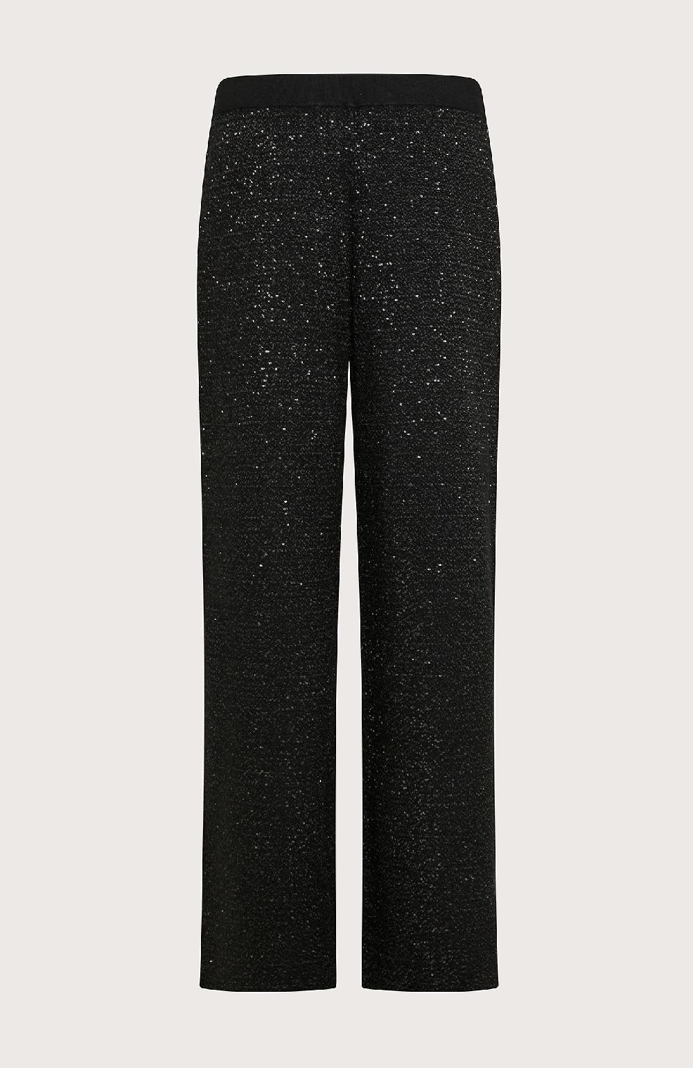 Seventy Pantalone dritto in maglia con paillettes - Col. Nero I Più Venduti