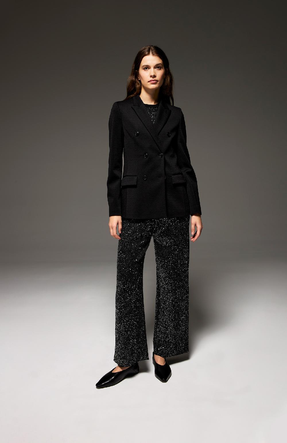 Seventy Pantalone dritto in maglia con paillettes - Col. Nero I Più Venduti