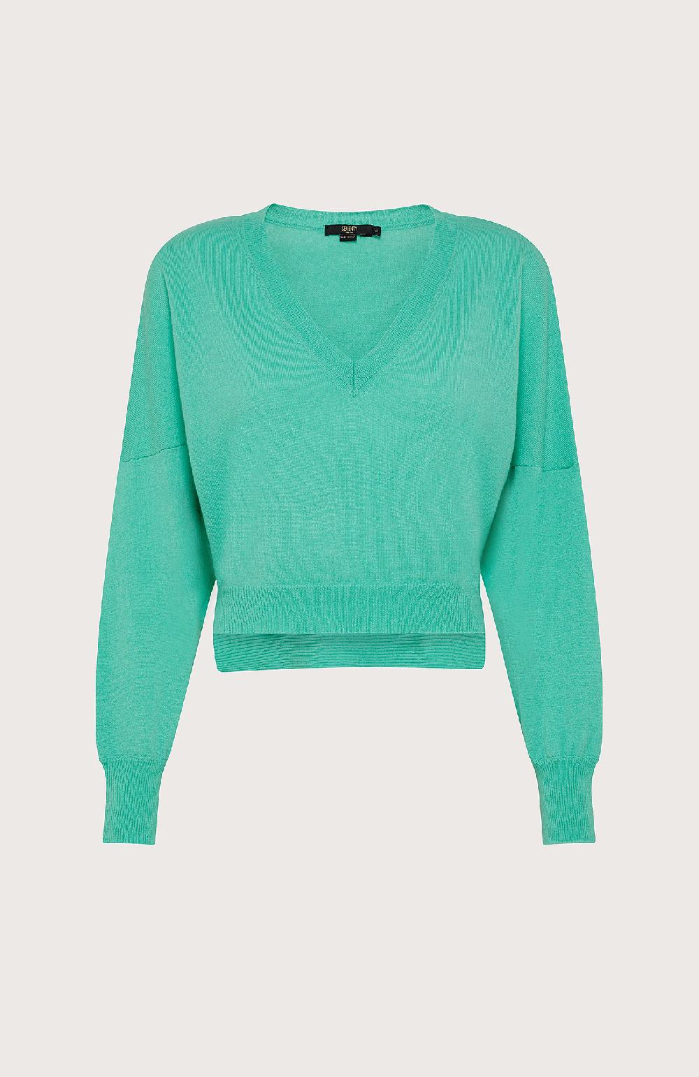 Seventy Maglia in misto cashmere collo a V - Col. Verde Offerta speciale