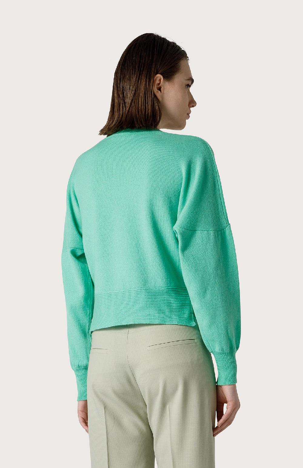 Seventy Maglia in misto cashmere collo a V - Col. Verde Offerta speciale