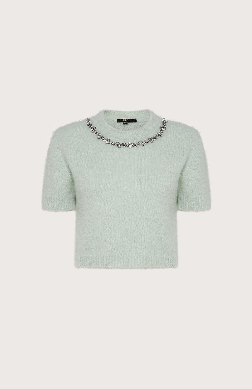 Seventy Maglia crop con cristalli - Col. Verde Grande vendita