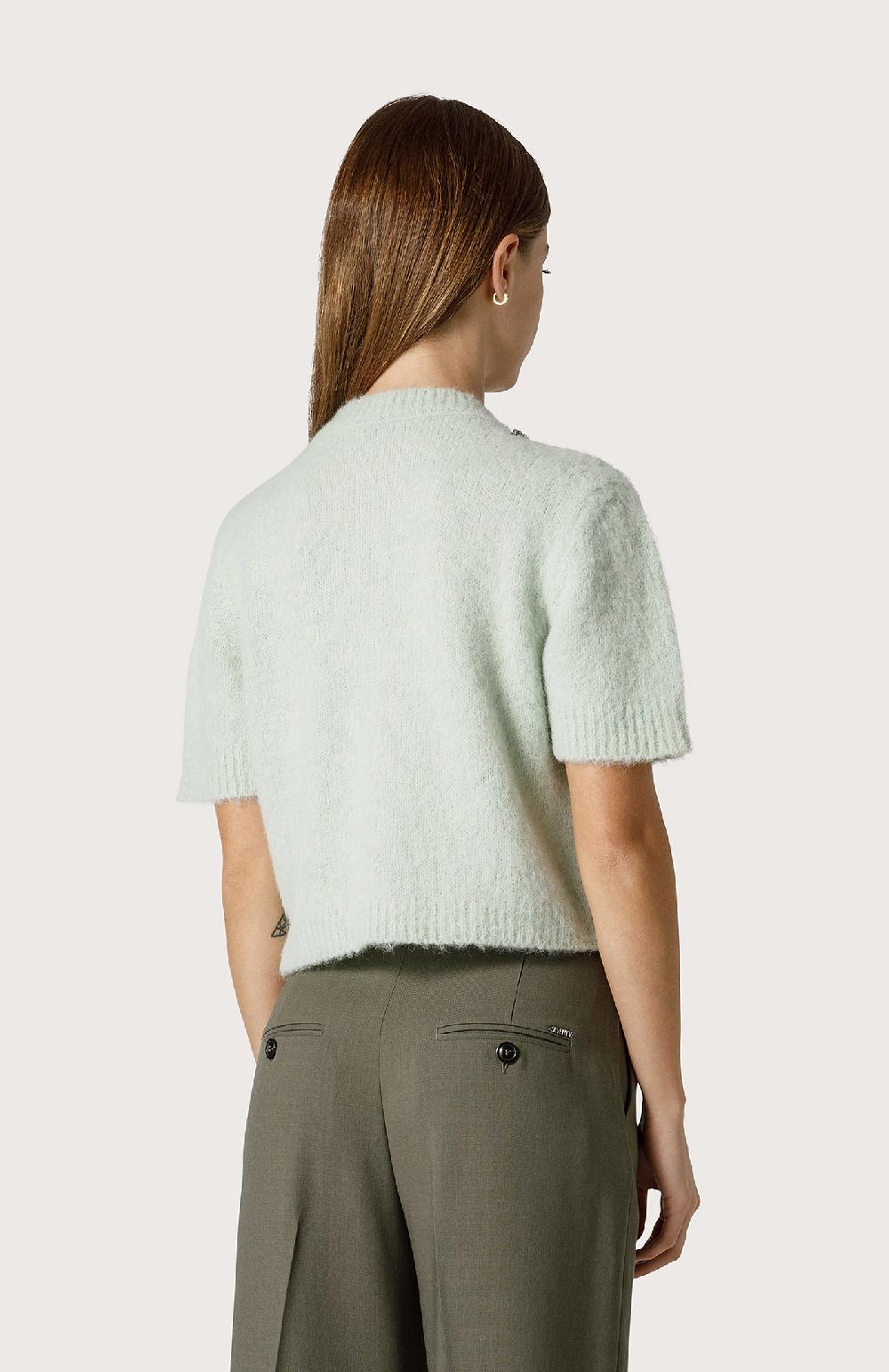 Seventy Maglia crop con cristalli - Col. Verde Grande vendita