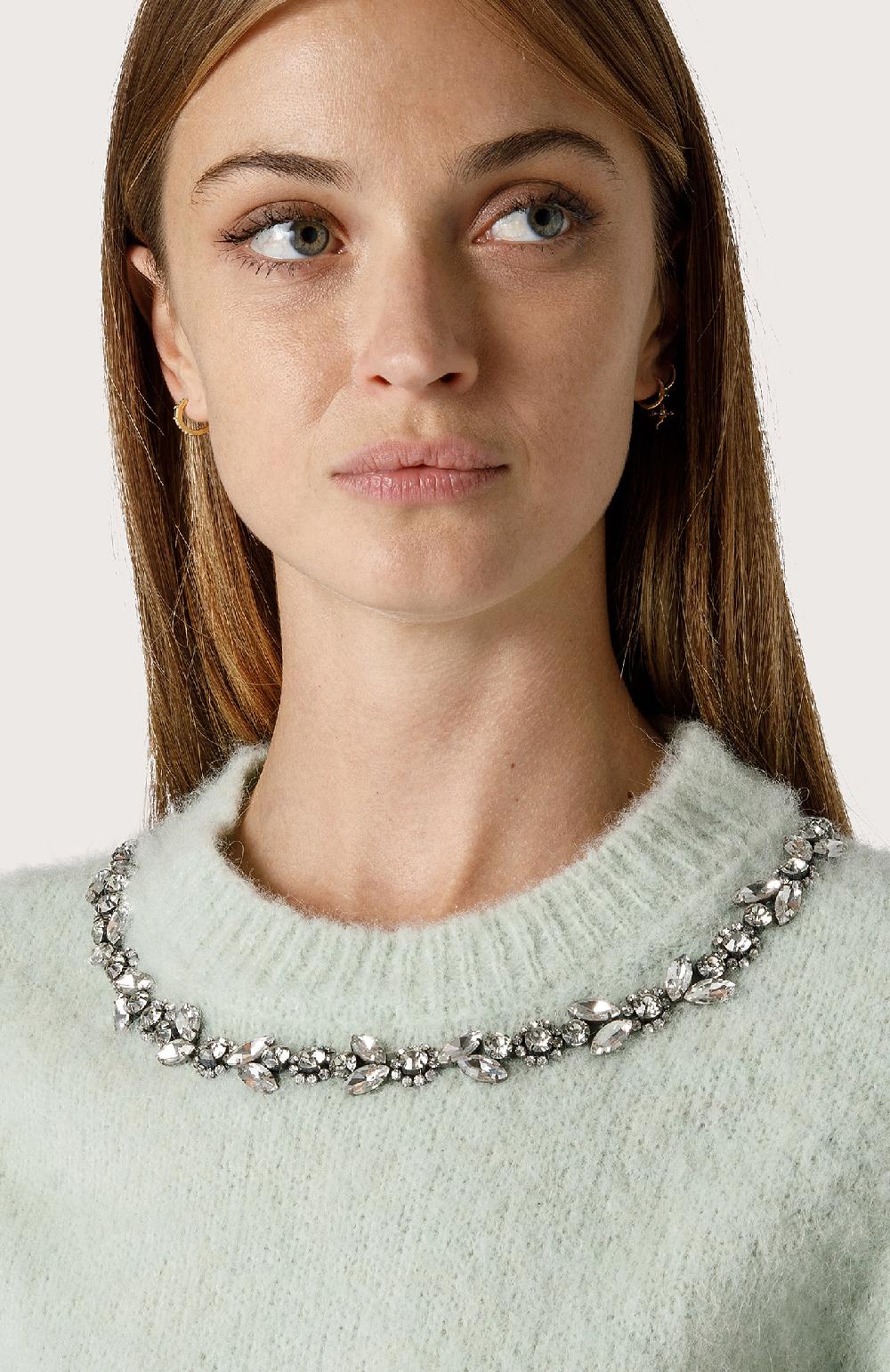 Seventy Maglia crop con cristalli - Col. Verde Grande vendita
