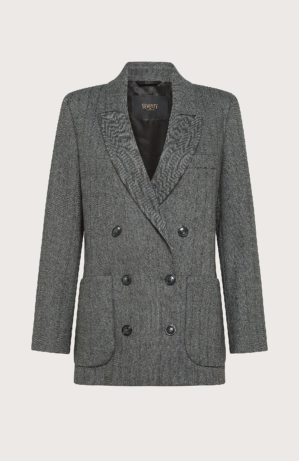 Seventy Giacca doppiopetto in misto lana gessata lurex - Col. Grigio Offerte stagionali