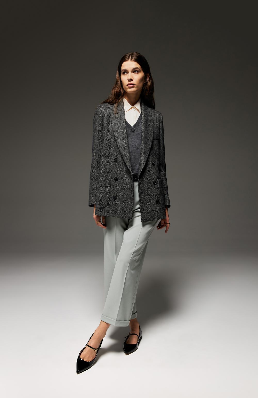 Seventy Giacca doppiopetto in misto lana gessata lurex - Col. Grigio Offerte stagionali
