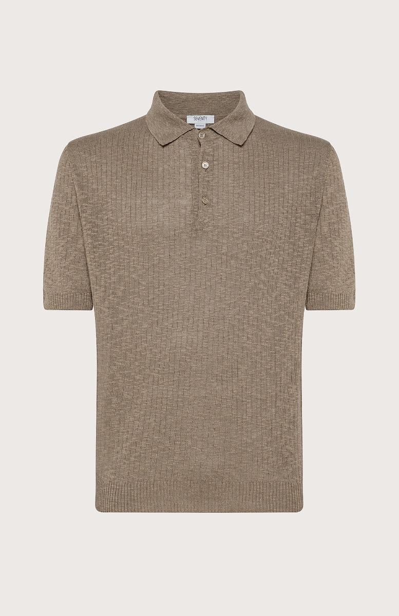 Seventy Polo fiammata con dettagli a coste - Col. Marrone Only for today
